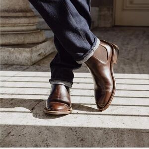 Classic Brown Leather Men's Boots, designer, unmarked and handmade.